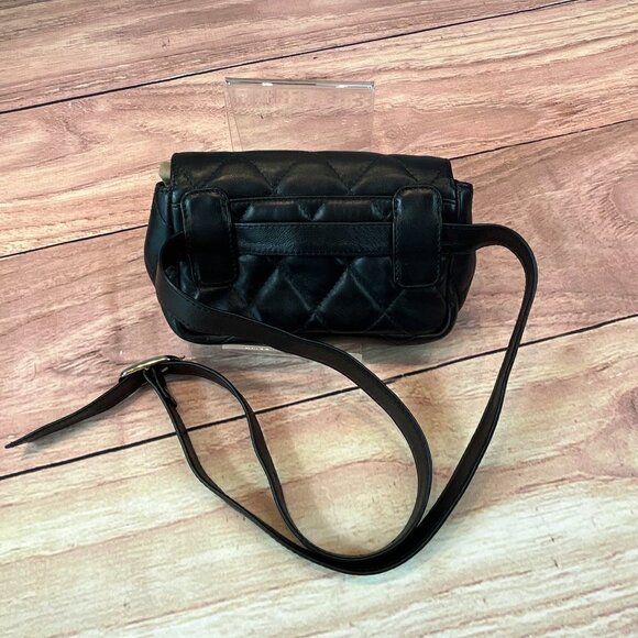 Matteo Bertoni Italian Black  Monochrome Quilted Leather Belt Bag  7 * 4 * 2 - Picture 2 of 7